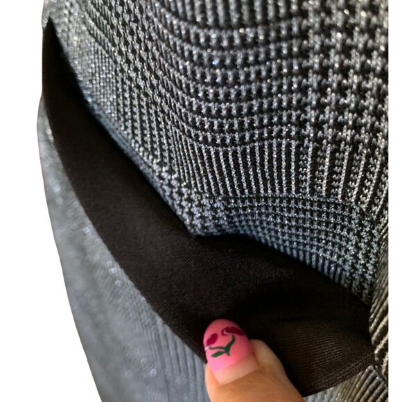 Enfocus Studio Sparkly Silver-Threaded Gingham Mini Dress Back and Grey Size 8 - Picture 6 of 12